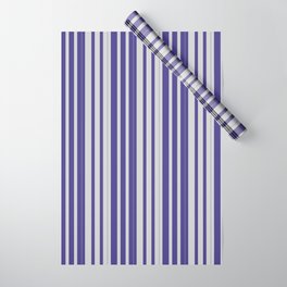 [ Thumbnail: Light Gray and Dark Slate Blue Colored Lines Pattern Wrapping Paper ]