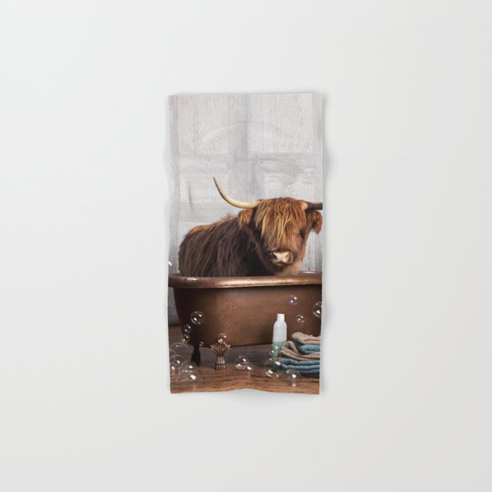 Highland Cow in the Tub Hand & Bath Towel