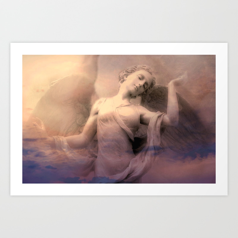 Ethereal Spiritual Angel Wall Art Print Dreaming Angel Wings