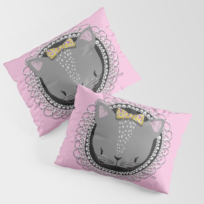 Pretty Kitty- Pink Pillow Sham
