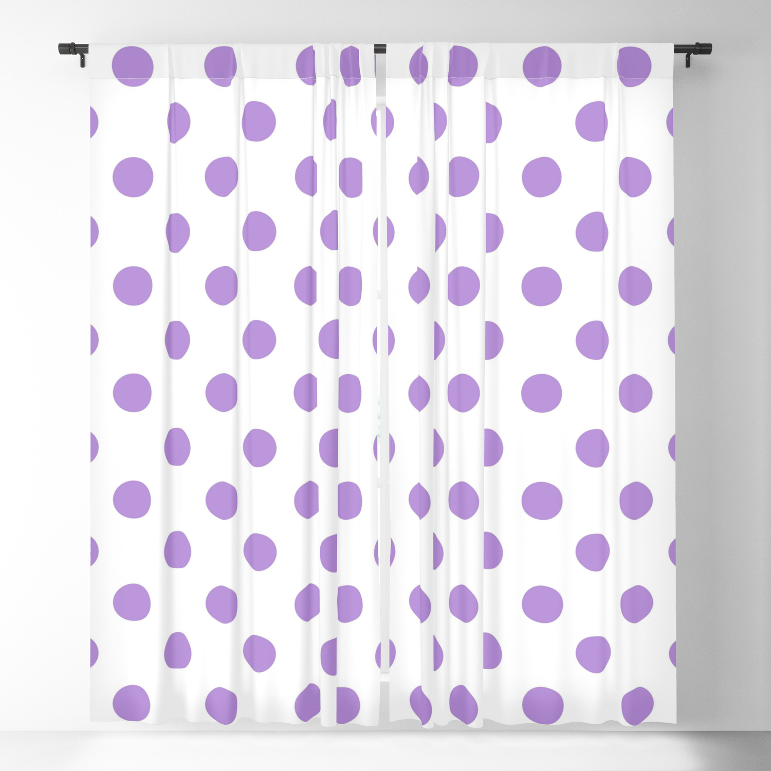 Polka Dots Lavender White Pattern Blackout Curtain By Luxelab