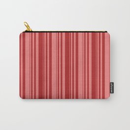 [ Thumbnail: Red and Light Coral Colored Striped/Lined Pattern Carry-All Pouch ]