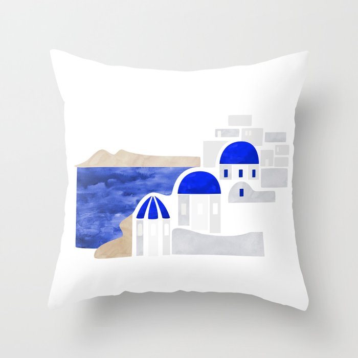 Santorini shapes Throw Pillow