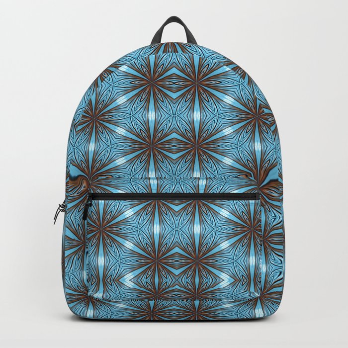 Ribbons of Turquoise Star-Shaped Geometric Digital Pattern Backpack