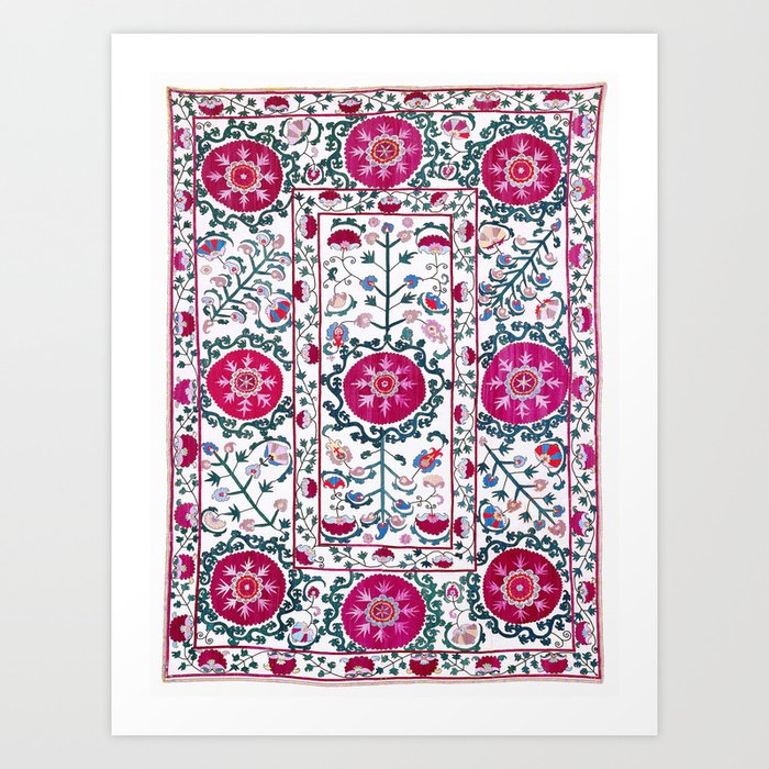 Lakai Suzani Uzbekistan Embroidery Print Art Print