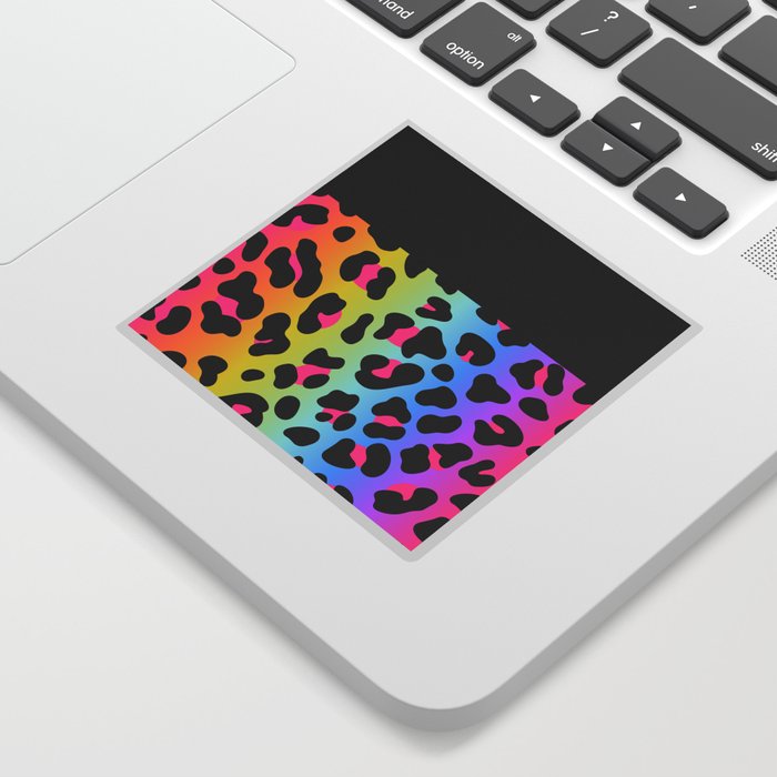 Black & Holo Rainbow Leopard Sticker