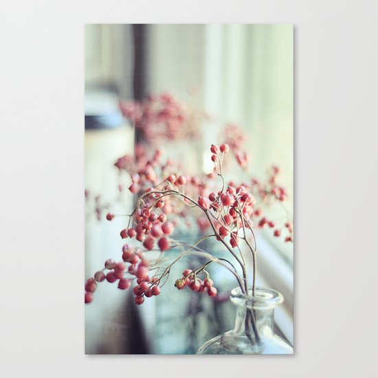 Rose Hips in a Window Still Life Autumn Botanical Canvas Print
