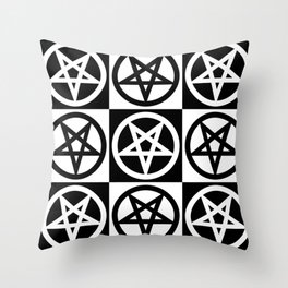 Pentagrams Pattern--Black & White Throw Pillow