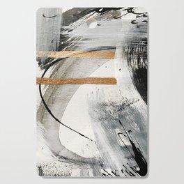 Armor [7]: a bold minimal abstract mixed media piece in gold, black and white Cutting Board