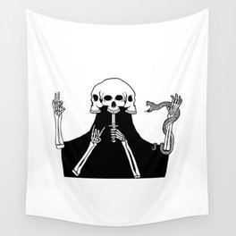 Skeleton Three Heads Wall Tapestry