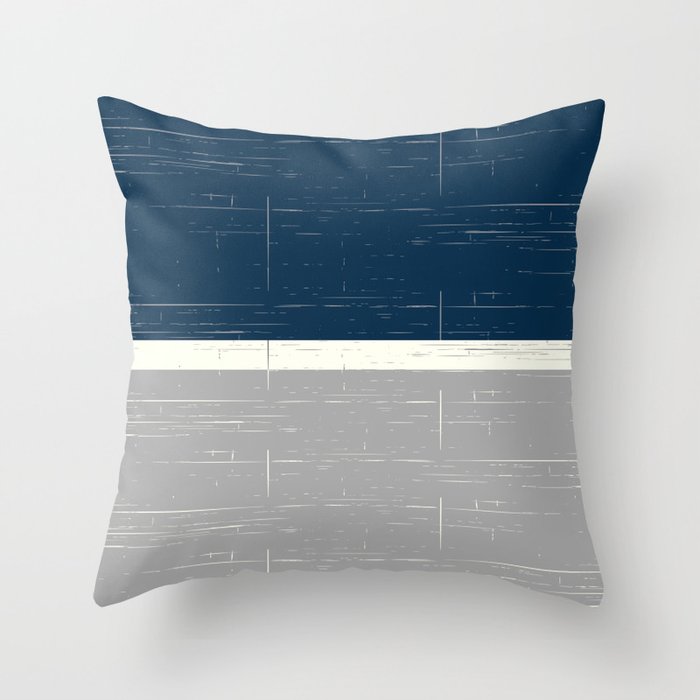 Color Block Navy Blue and Gray Throw Pillow