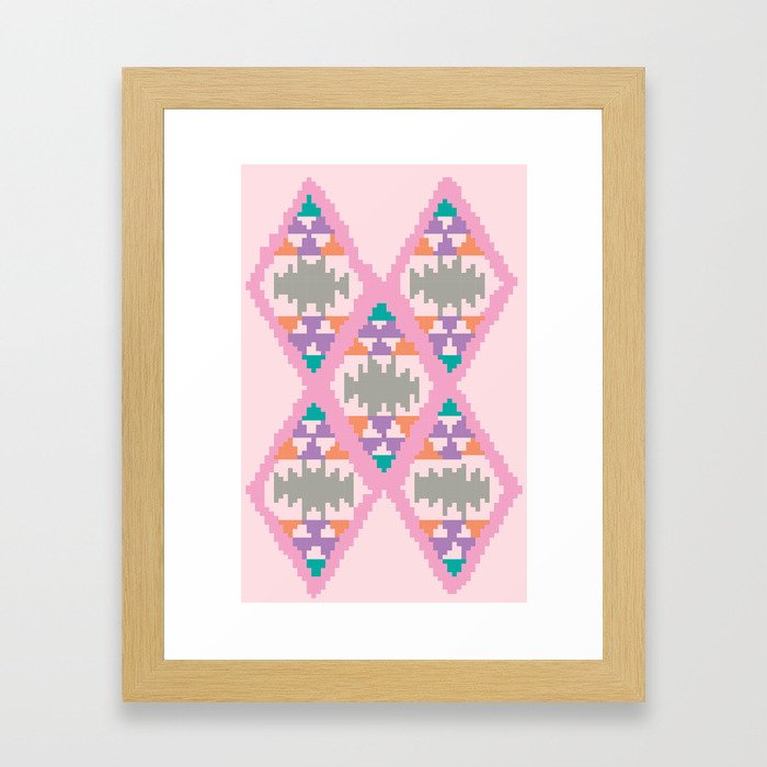 pixel kelim pattern Framed Art Print