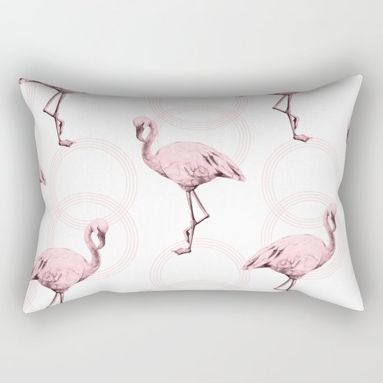 Mod Flamingos on Flamingo Pink Infinity Link Rectangular Pillow