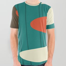 Mid Century Modern Abstract Vinyl Colorful All Over Graphic Tee
