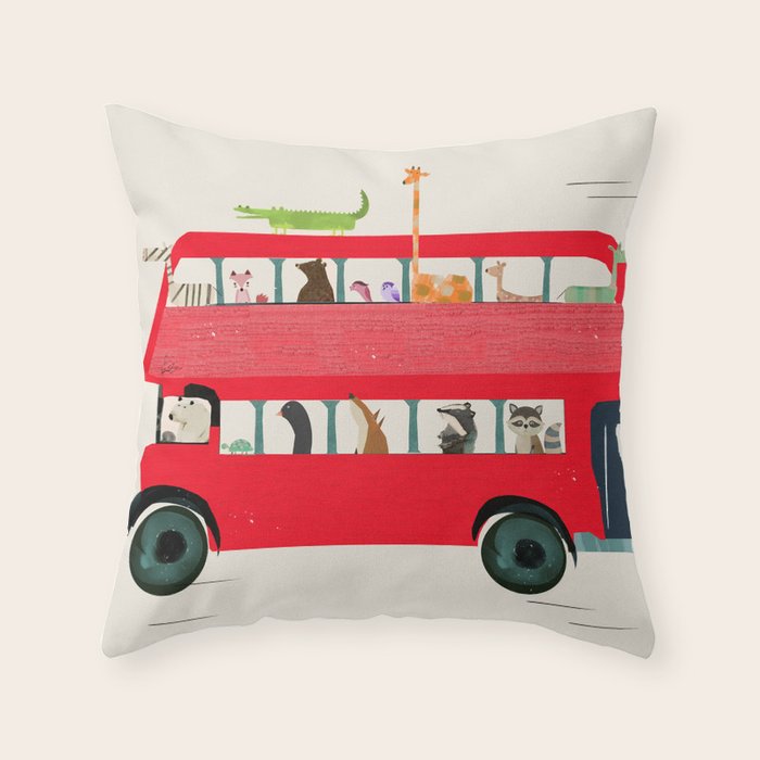 The Big Red Bus Throw Pillow By Bribuckley Society6