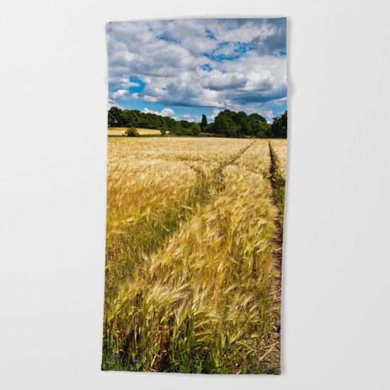 Golden wheat field poetry Beach Towel