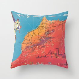 Morocco Vintage illustrated Map Throw Pillow