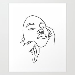 Devil May Care Art Print | Drawing, Simple, Fashion, Expression, Doodle, Modern, Female, Sketch, Minimalism, Linedrawing 