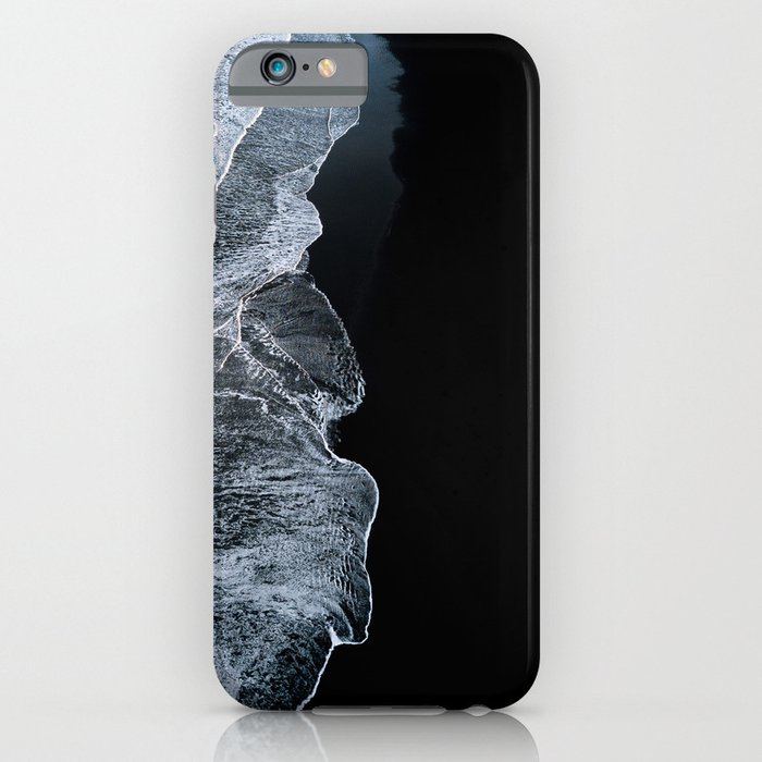 waves on a black sand beach in iceland - minimalist landscape photography iphone case