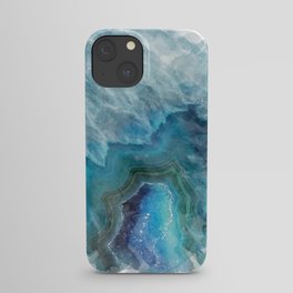 Blue Watercolor Agate Geode Print iPhone Case