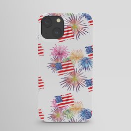 American Fourth of July New Years Celebration USA Flag Fireworks Pattern iPhone Case