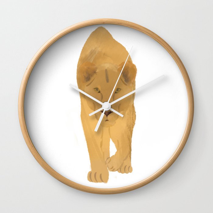 Watercolor Stalking Lioness Wall Clock