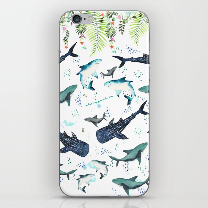 floral shark pattern iPhone Skin