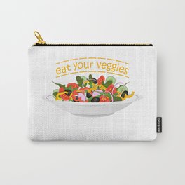 Eat Your Veggies Quote Carry-All Pouch | Vegan, Veggie, Freshfood, Tomato, Digital, Graphicdesign, Typography, Vegetarianfood, Paprika, Salad 