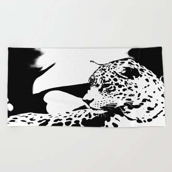 Black And White Wildcat Beach Towel