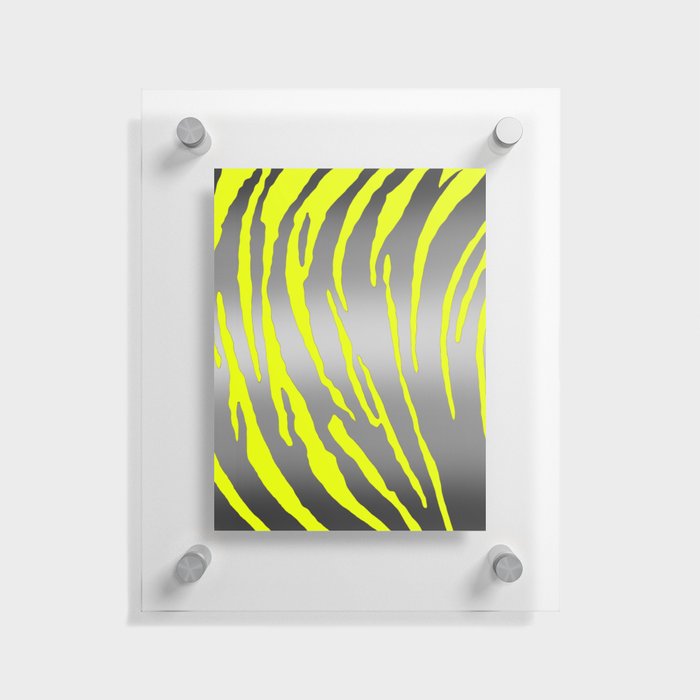 Silver Tiger Stripes Yellow Floating Acrylic Print