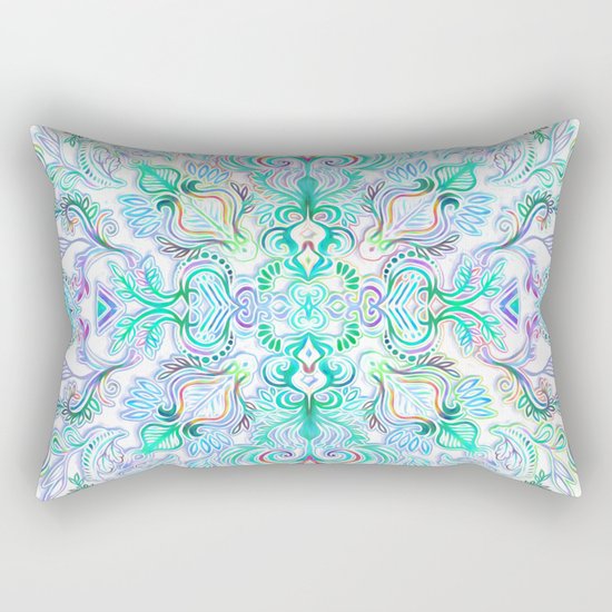 Painted Rainbow Doodles Rectangular Pillow