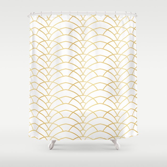 Art Deco Series Gold White Shower, Art Deco Shower Curtain Hooks