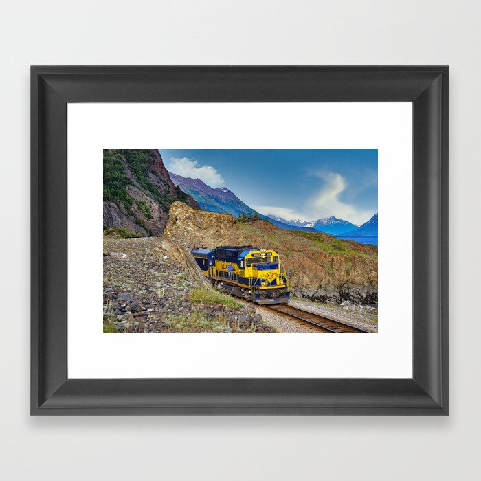Alaska Passenger Train - Engine 3010, Turnagain Arm, Alaska Framed Art Print