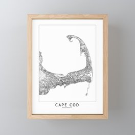 Cape Cod White Map Framed Mini Art Print