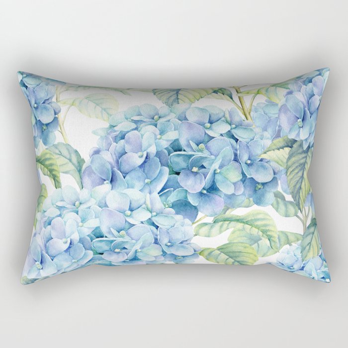 Blue Hydrangea Rectangular Pillow