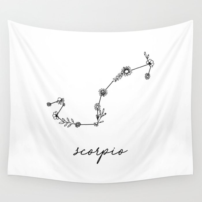 Scorpio Floral Zodiac Constellation Wall Tapestry