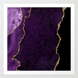 Purple & Gold Agate Texture 18 Art Print