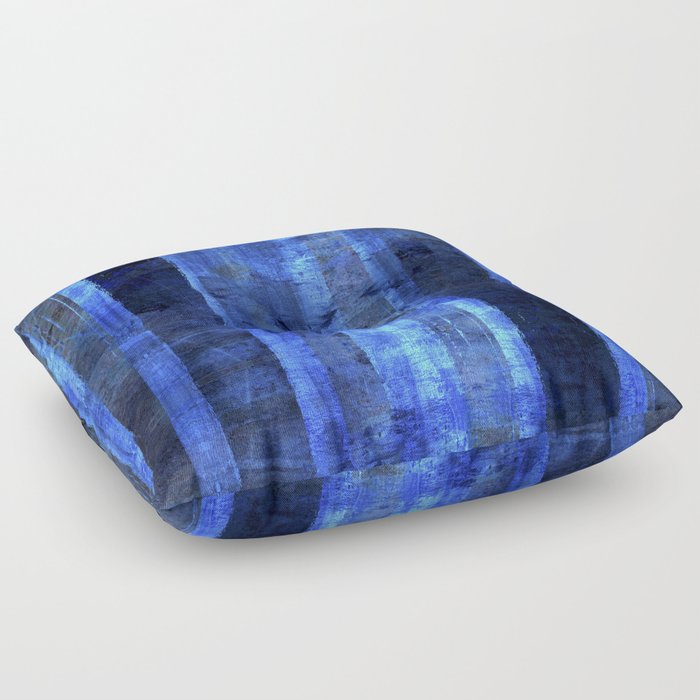 Blue Meditation - Indigo Watercolor Stripes Floor Pillow