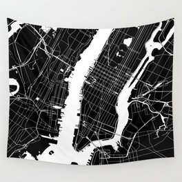 New York City Black On White Wall Tapestry