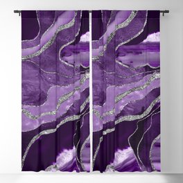 Purple Marble Agate Silver Glitter Glam #1 (Faux Glitter) #decor #art #society6 Blackout Curtain