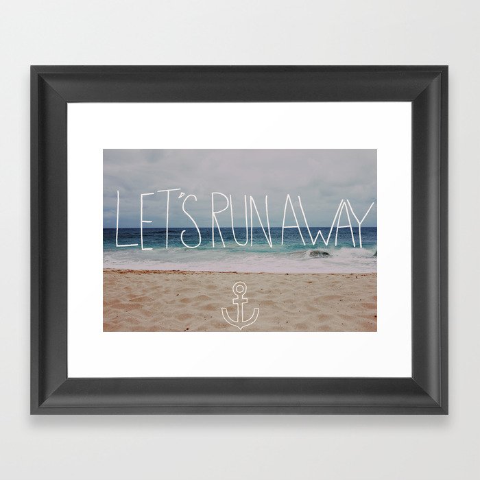 Let's Run Away: Sandy Beach, Hawaii Framed Art Print