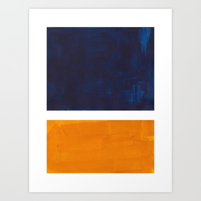 Navy Blue Yellow Ochre Abstract Minimalist Rothko Colorful Mid