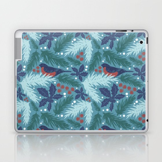 Christmas Xmas Floral Pattern Laptop & iPad Skin