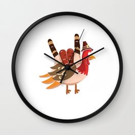 Autumn Fall Turkey Rock Sign Thanksgiving Wall Clock