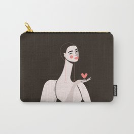 Girl With Pink Heart Carry-All Pouch