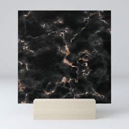Chic abstract rose gold black elegant marble Mini Art Print