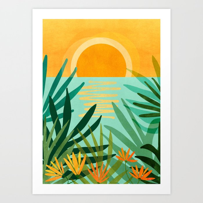 Peaceful Tropics - Sunset Landscape Art Print