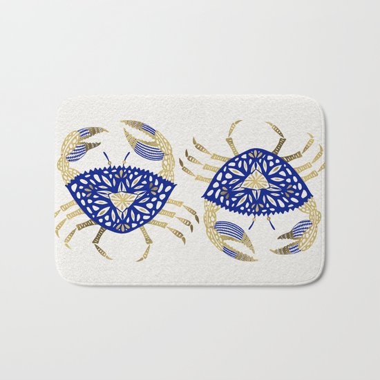 Crab – Navy & Gold Bath Mat