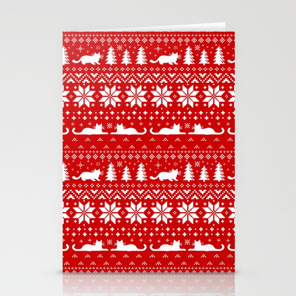 Cat Lover's Christmas Holiday Pattern Stationery Cards