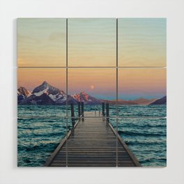 Sunset Over the Mountains | Surreal Landscape Collage Wood Wall Art